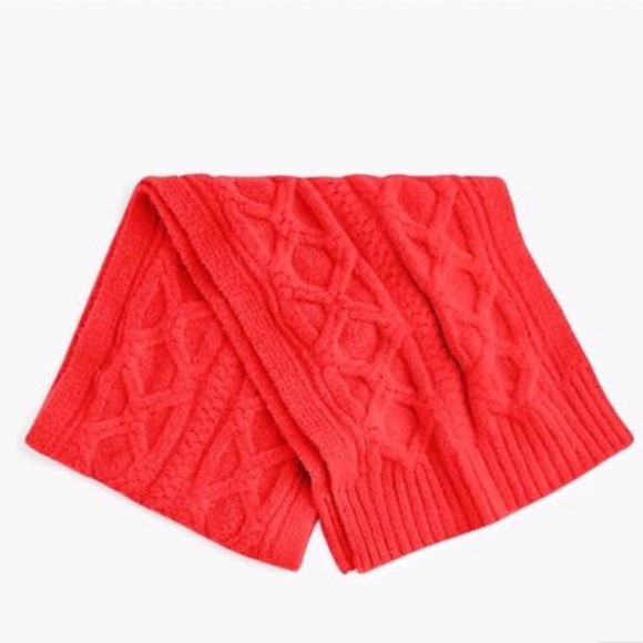 J. Crew Red Loopy Cable Knit Oversized Wool Scarf - Picture 2 of 6